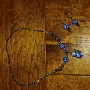 Frog lampwork necklace and matching earrings